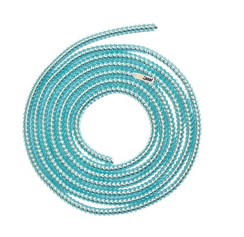 Image of J'TTON Spiral Metallic Color (2 Pcs) 1.4 Meters Each-Full Size Cord Charger Protector Winder for iPhone & Android USB Charging Cable, Earphones, Lightning (Cyan)