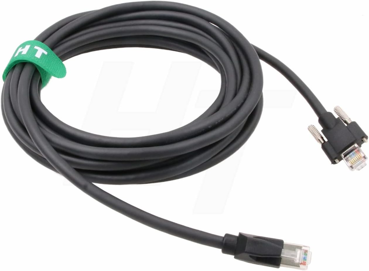 GigE Camera Ethernet Cable for Basler Daheng Point Grey Blackfly Cat5e RJ45 to RJ45 Horizontal Locking Screw 3m