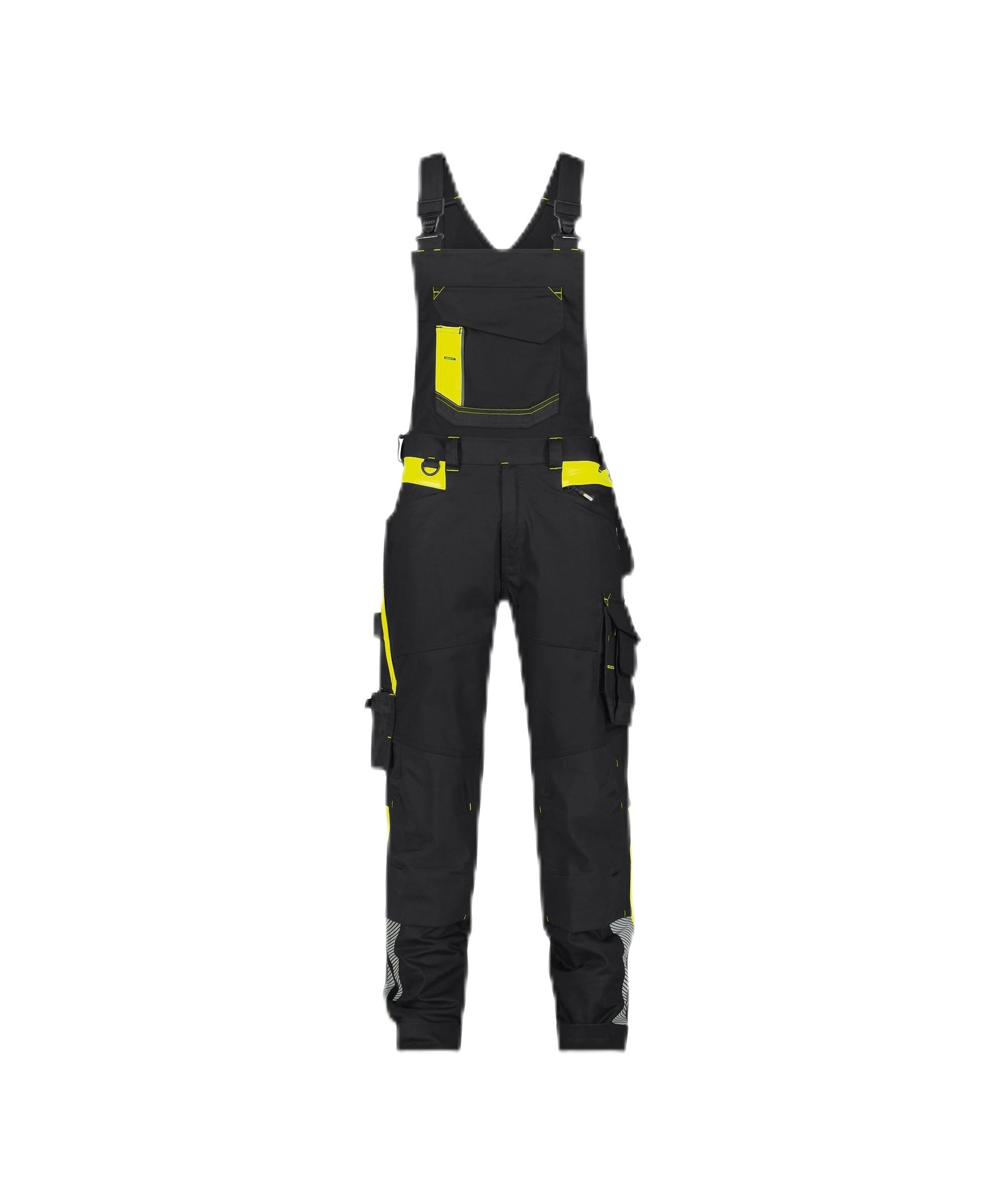 DASSY® Ulsan Stretch-Arbeitslatzhose mit Kniepolstertaschen - Größe 46 - SCHWARZ/NEONGELB
