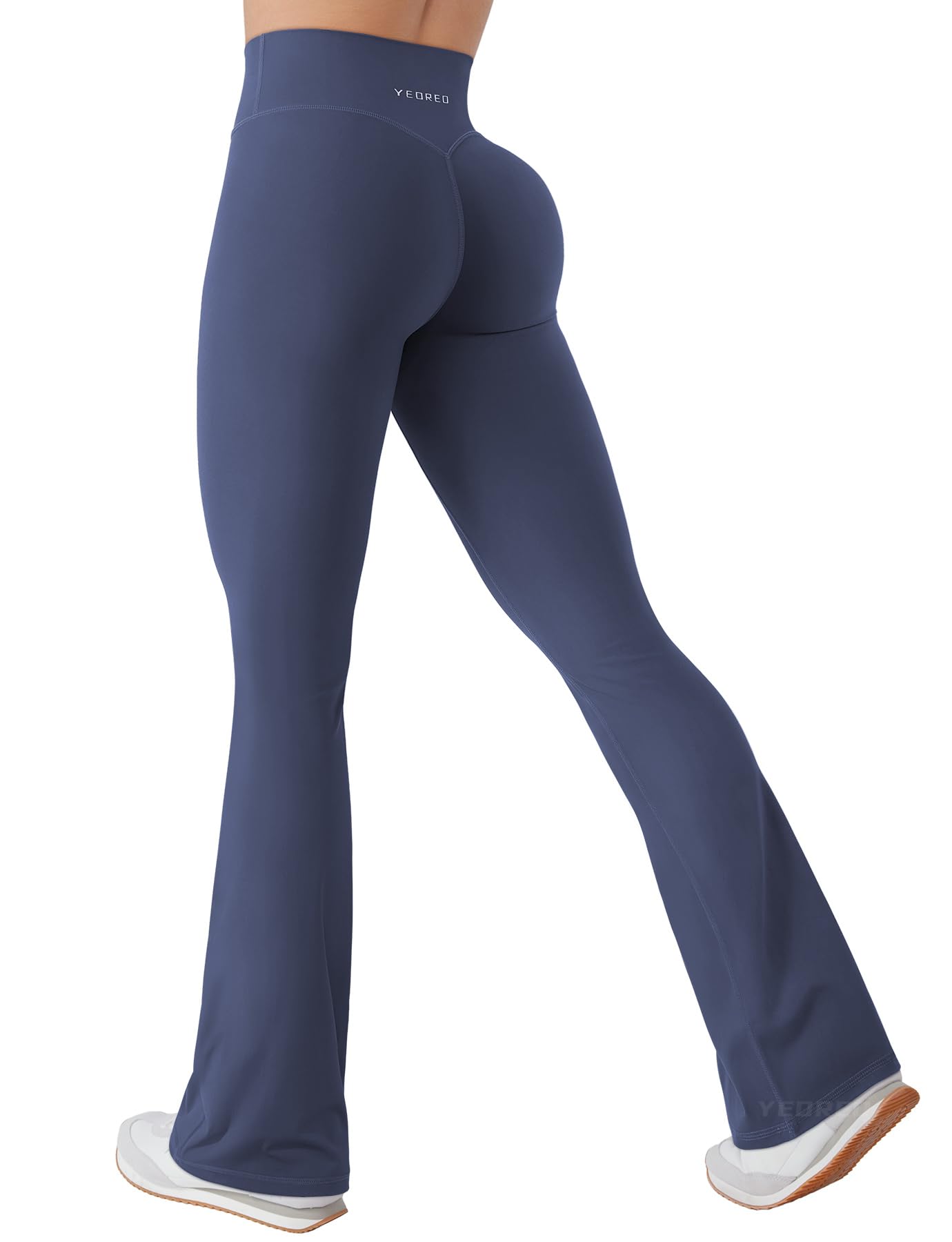 YEOREO Mini Flare Leggings Damen Invisible Scrunch Butt Nahtlose Sport Gym Yoga Leggings Hohe Taille Damen Bootcut Yogahose Schlaghose Booty Lifting Po Push Up Flared Sporthose