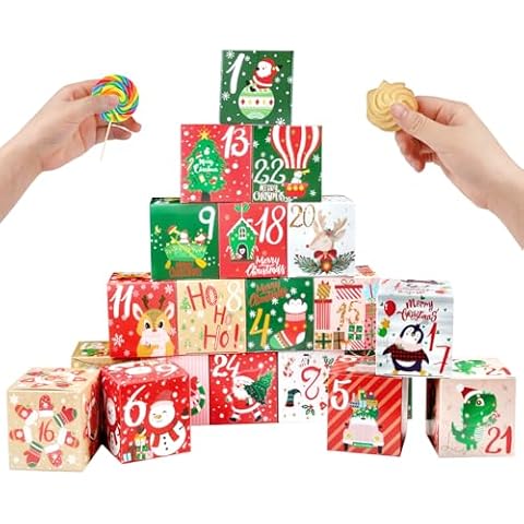 ONESING 24 Pcs DIY Christmas Advent Calendar Boxes Cover