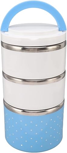 Caja Bento de acero inoxidable, saludable y apilable, con compartimento térmico, a prueba de fugas, portátil, de 3 capas, para platos fríos, viajes,