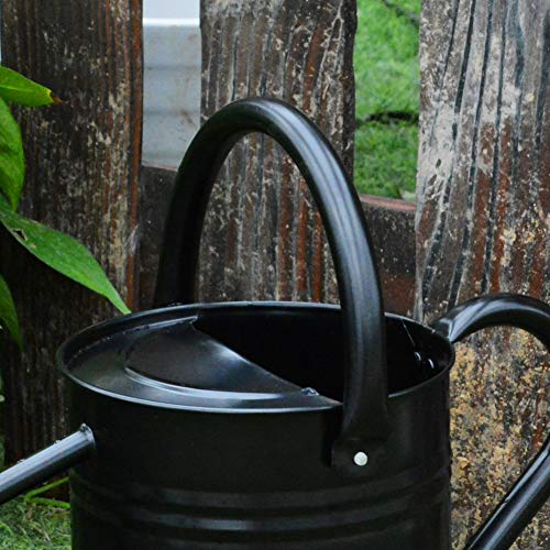 yourjoy Galvanized Metal Watering Can with Long Spout, 4L One Gallon Watering Can for Outdoor Indoor House Garden Plants, Black