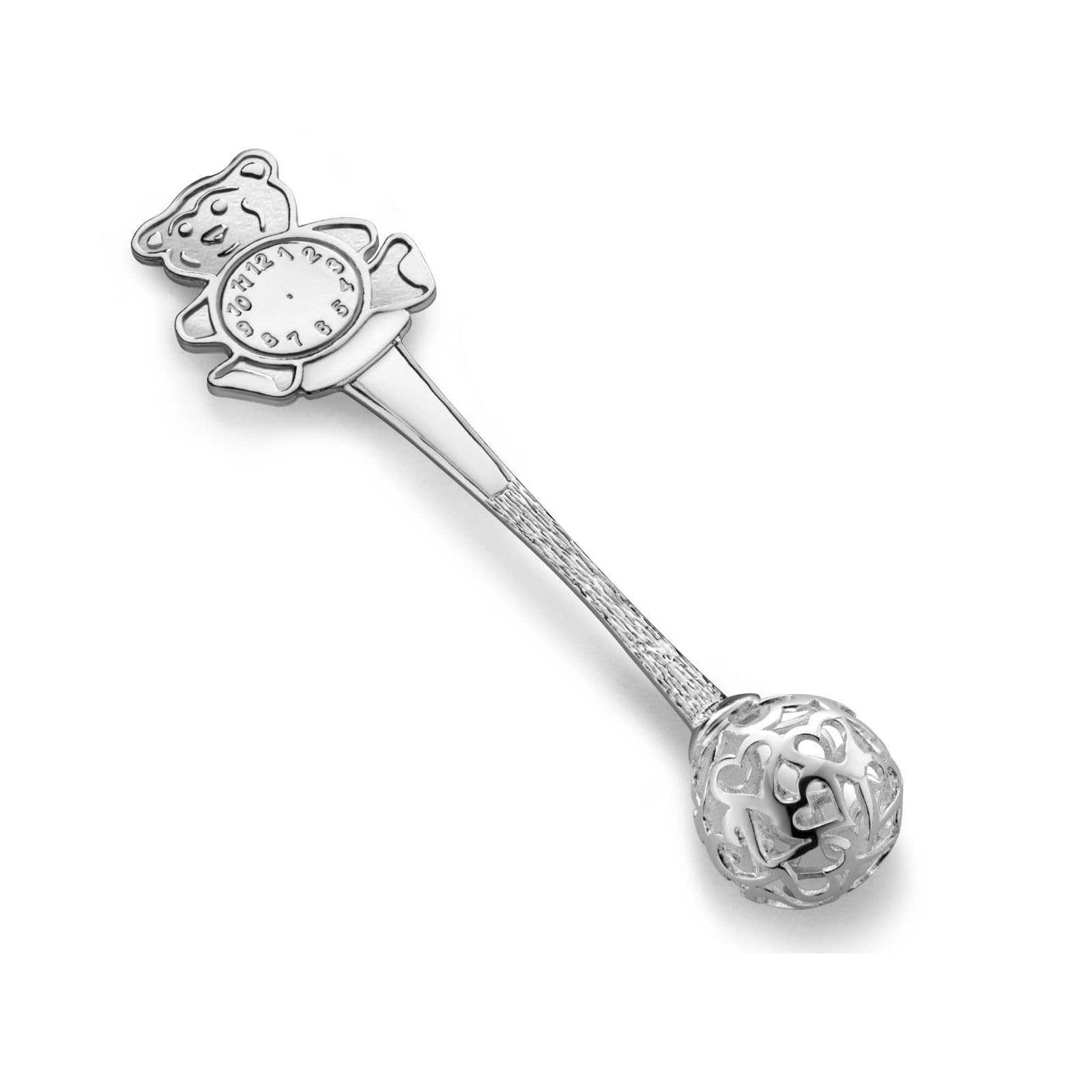 Silver Baby Rattle With Engraving Option For Birth And Baptism