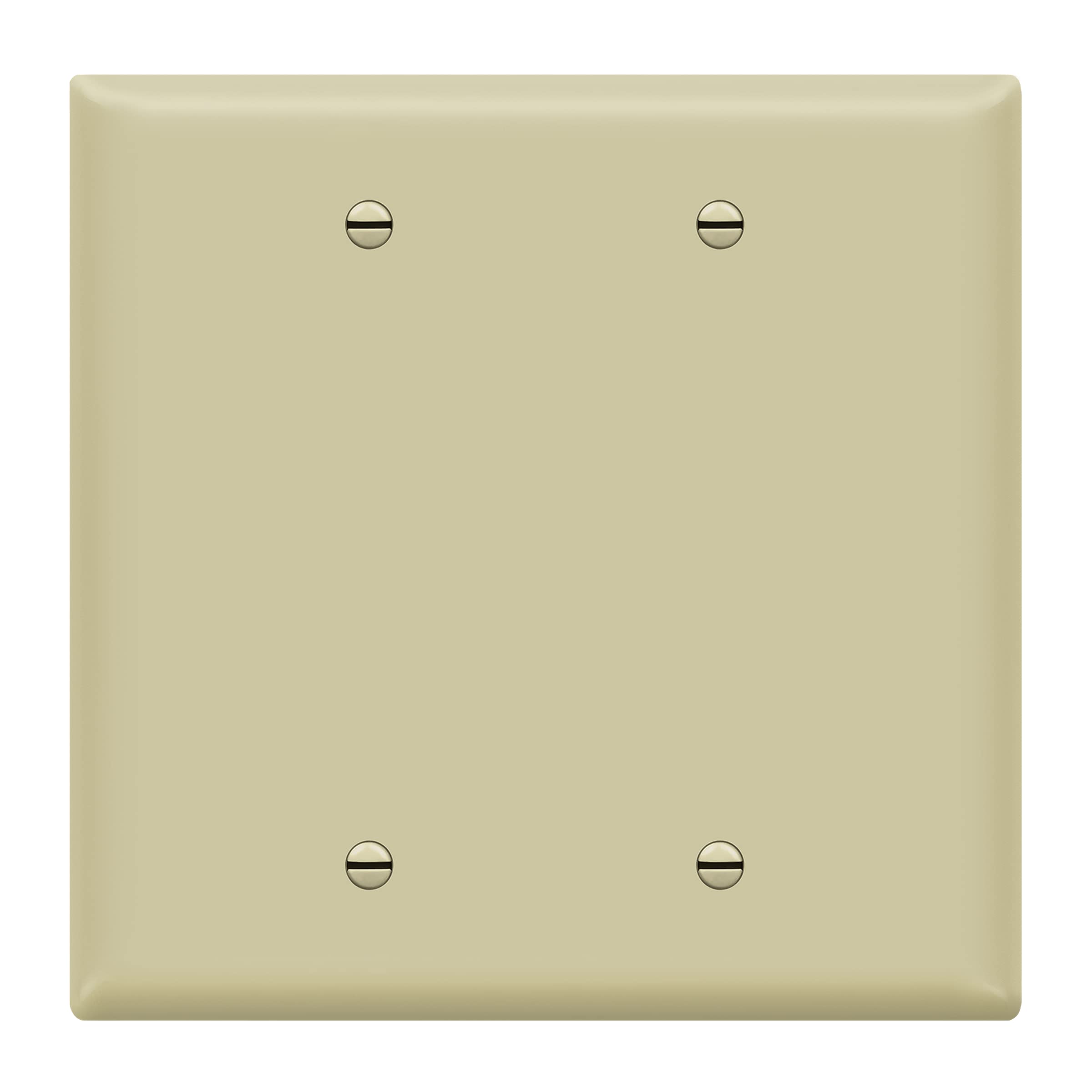 ENERLITES Double Blank Device Wall Plate, Gloss Finish, Mid-Size 2-Gang 4.88" x 4.92", Unbreakable Polycarbonate Thermoplastic, UL Listed, 8802M-I,