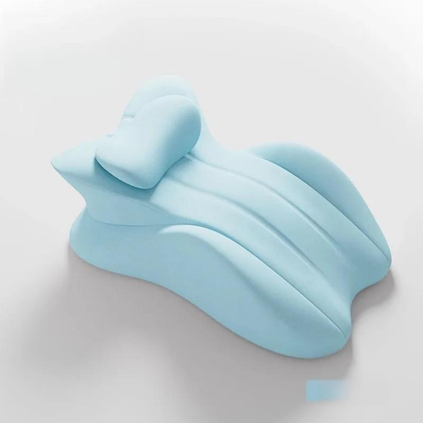 BFJNFPBEU Ergonomic Contoured Stomach Sleeper Pillow with Detachable Neck Headrest, Memory Foam Prone Sleeping Bed Cushion, Multi-Purpose Wedge Support Pillow,Blue