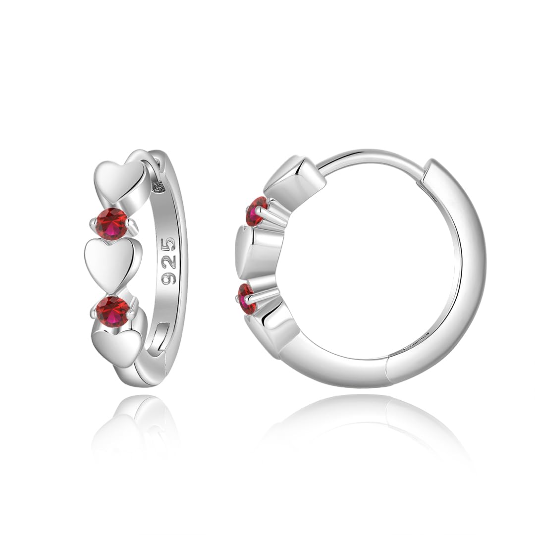 VA JENT Hoop Earrings for Women 925 Sterling Silver Cut Cubic Zirconia Heart Huggies Earrings Handmade Jewelry Gifts