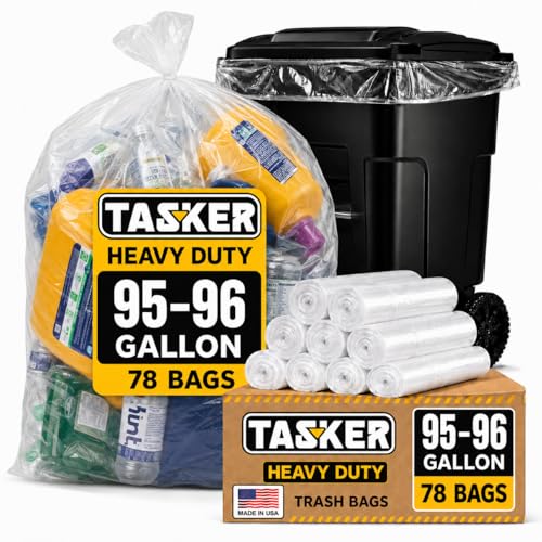 95-100 Gallon Clear Trash Bags Heavy Duty | MegaPack 78 Bags | Extra Large 95-96 Gallon Trash Bags Big Clear Can Liners Extra Large 90 Gal 95 Gal 96 Gal 100 Gallon Heavy Duty Garbage Bags
