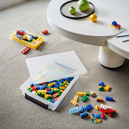 Iris Ohyama A4 Kunststoff-Aktenaufbewahrungsbox, 4L, 3er-Set, Transparent, Schnappverschlüsse, Papier und Dokumentenorganizer, Stapelbar, Für Büro, Basteln, Spielzeug & Spiele, Schulbedarf LLB-A4
