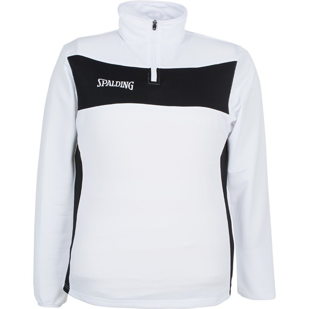 Spalding Unisex Child Evolution II 1/4 zip top Kids Long Sleeve - White/Black, 116