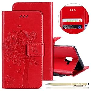 Herbests Cover Galaxy A8 2018, Custodia Galaxy A8 2018 Portafoglio, Slim Elegante Vintage PU Leather Wallet Case Copertura, Supporto di Stand e Porta Carte di Credito Cuoio Custodia
