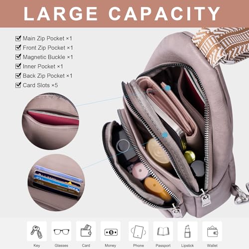 Image of CLUCI Sling Bag for Women, Vegan Leather Fanny Pack Crossbody Bags for Women, Chest Bag With Guitar Strap