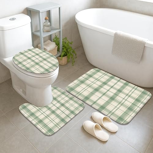 Rideau de douche imperméable vert printemps avec tapis de bain - 5