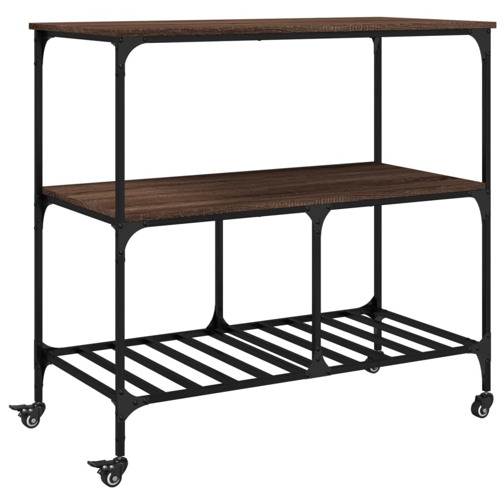 Fengshui Wózek kuchenny brązowy wygląd dębu 100 x 50 x 95 cm materiał drewnopochodny