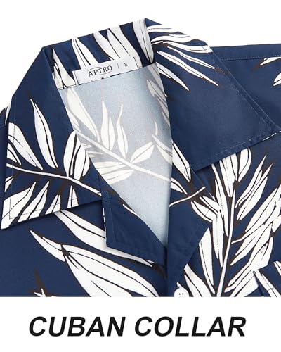 APTRO Men's Hawaiian Shirt Short Sleeve Tropical Vacation Button Down Beach Floral Palm Shirts4