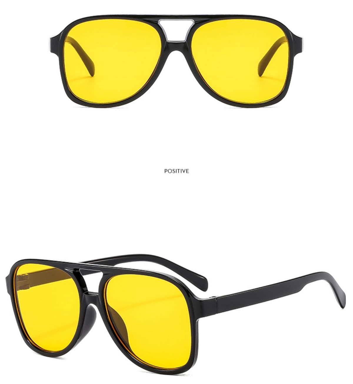 Vintage Piloten-Sonnenbrille für Frauen und Männer, 70er Jahre Gläser, übergroße gelbe Gläser, Retro-Stil