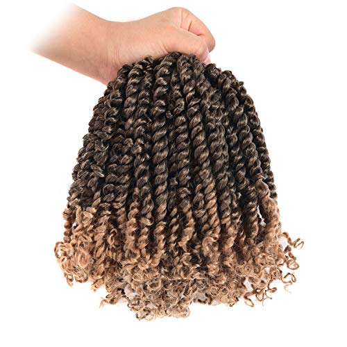 Niseyo Pre-twisted Passion Twist Crochet Hair 8 Packs 12 inch Ombre Short Passion Twist Braids Hair Pre-looped Passion Twist Braiding Hair (12 Inch (Pack of 8), #T27)