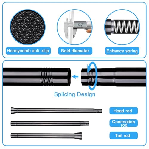 Image of Tension Curtain Rod Black Tension Rod 28 To 48 Inch Spring Curtain Rod Non Slip Tension Rods 4Pcs For Windows No Drilling Adjustable Tension Rods of Curtain Window Closet Kitchen Wardrobe