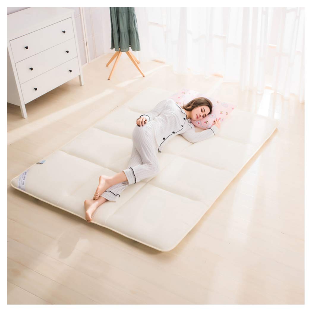 WYJHNL Tatami Mattress Thick Soft Aloe Cotton Student Folding Mattress Whole Cotton Filling Futon Mattress for Guest Sleeping Pad, Home Floor Mat, Bed Mattress, Mattress,Beige,90x200cm