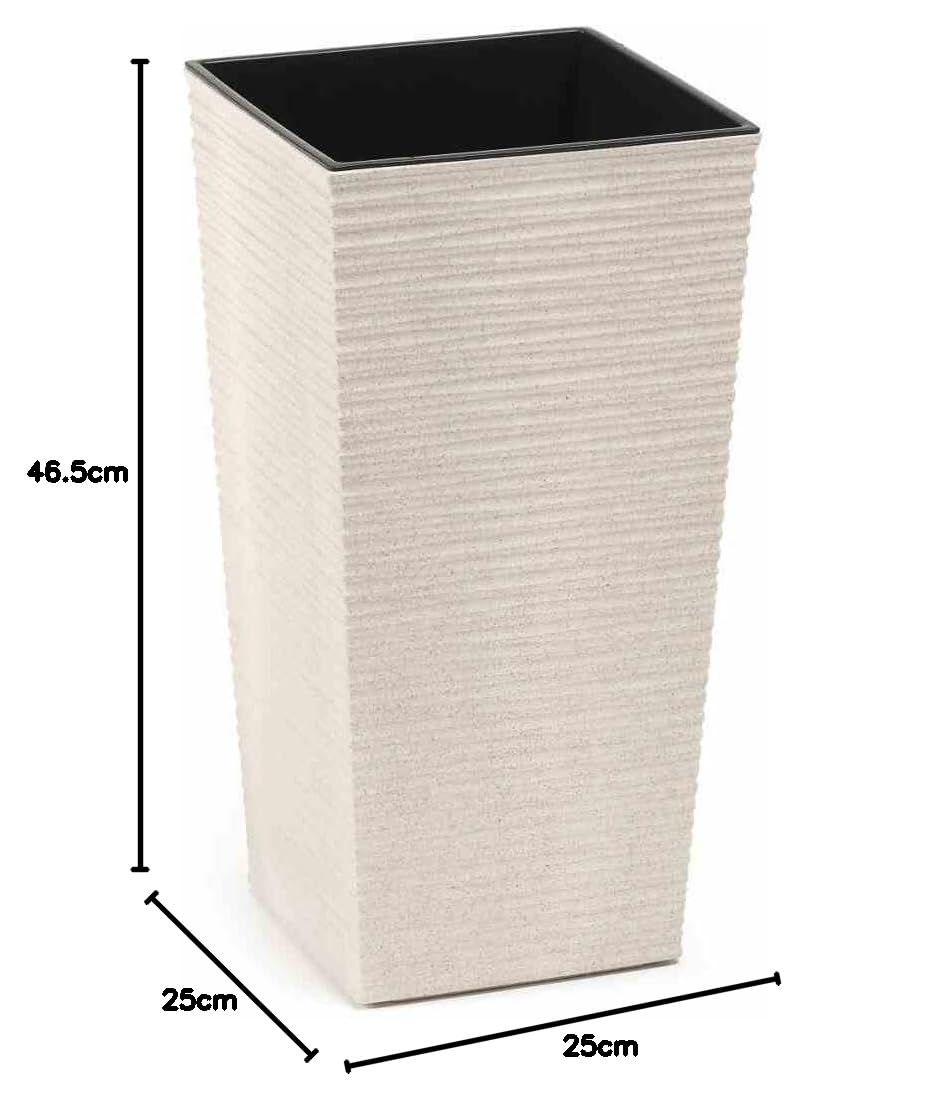 Eco Nizza Lot de 2 Pots de Fleurs Blanc 25 cm