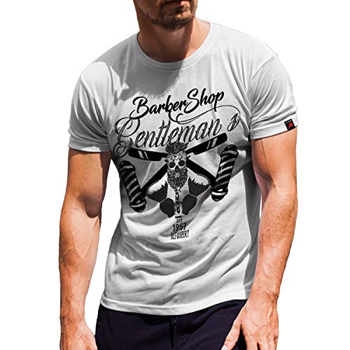 T-shirt Barber Shop 3038 Gentleman Rock blanc XL vêtement vintage oldschool