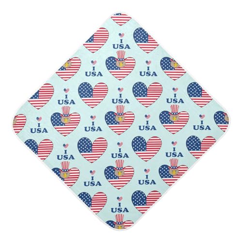 Msyxl Independence Day Hooded Towel - Ultra Soft & Absorbent Muslin Cotton Bath Towel for Babies, Toddlers, Newborn - Boys & Girls Essential 35