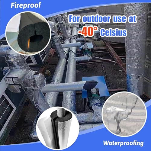 Tubo isolante autoadesivo in schiuma pre-fessura per protezione antigelo, adatto per tubi da 16-114 mm, ideale per irrigazione invernale all'aperto e tubi dello scaldabagno (22 mm x 20 mm x 95 cm)