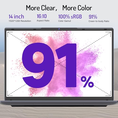 DERE 14”Laptop, 1920 * 1200 IPS Display Laptop for Student and Business, N5805, 8GB RAM, 256GB SSD, HDMI, Wi-Fi, Win11 OS, Silver Gray - Image 5