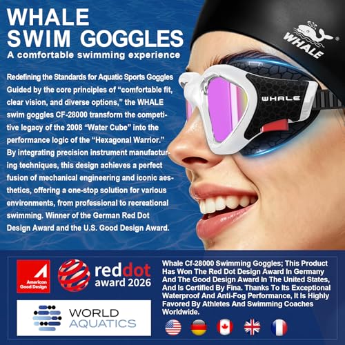 Image of Whale Swim Goggles Polarized Anti-Fog Lenses, Unisex | 100% UV Protection | Anti-Fog Goggles High Definition, Wide-Angle View