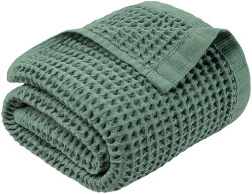 DEMMEX Organic Cotton Waffle Weave Turkish Bath Towel - Ultra Soft Lightweight Quick Dry, Oeko-Tex Certified, 100% Turkish Cotton (Sage Green, Large (60x30)) - Thumbnail 2