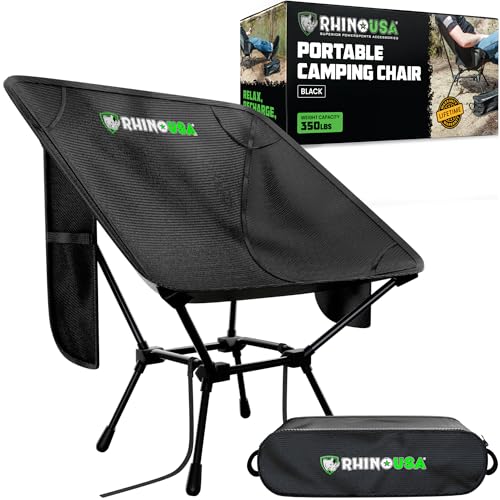 Rhino USA Portable Camping Chair (400lbs Capacity) - Collapsible Compact Lightweight Camp Chair for...