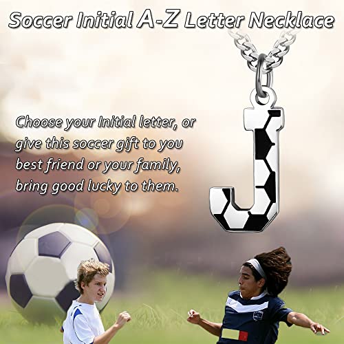 AIAINAGI Initial A-Z Letter Soccer Necklace for Men - Charm Pendant With Stainless Steel Silver Chain 22inch - Personalized Gift2