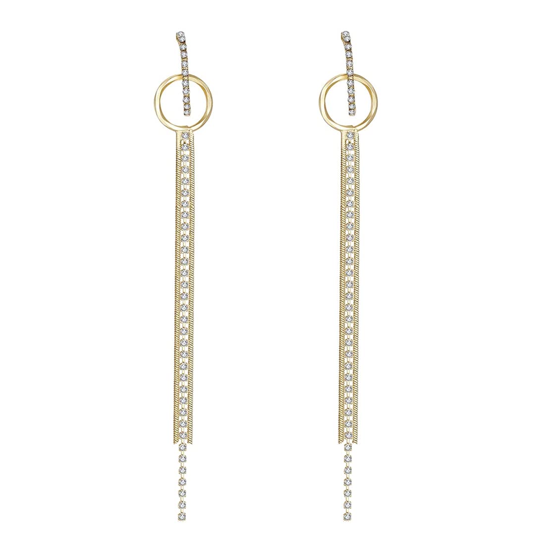 Yellow Chimes Earrings For Women Gold Tone Sparkling Crystal Studded Long Chain Dangler Earrings For Women and Girls (B0B8DG2P5Q) Amazon Price History, Amazon Price Tracker