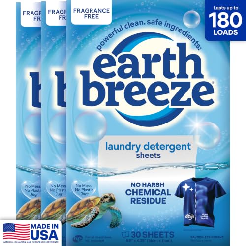 Earth Breeze Laundry Detergent Sheets Fragrance Free 180 Loads