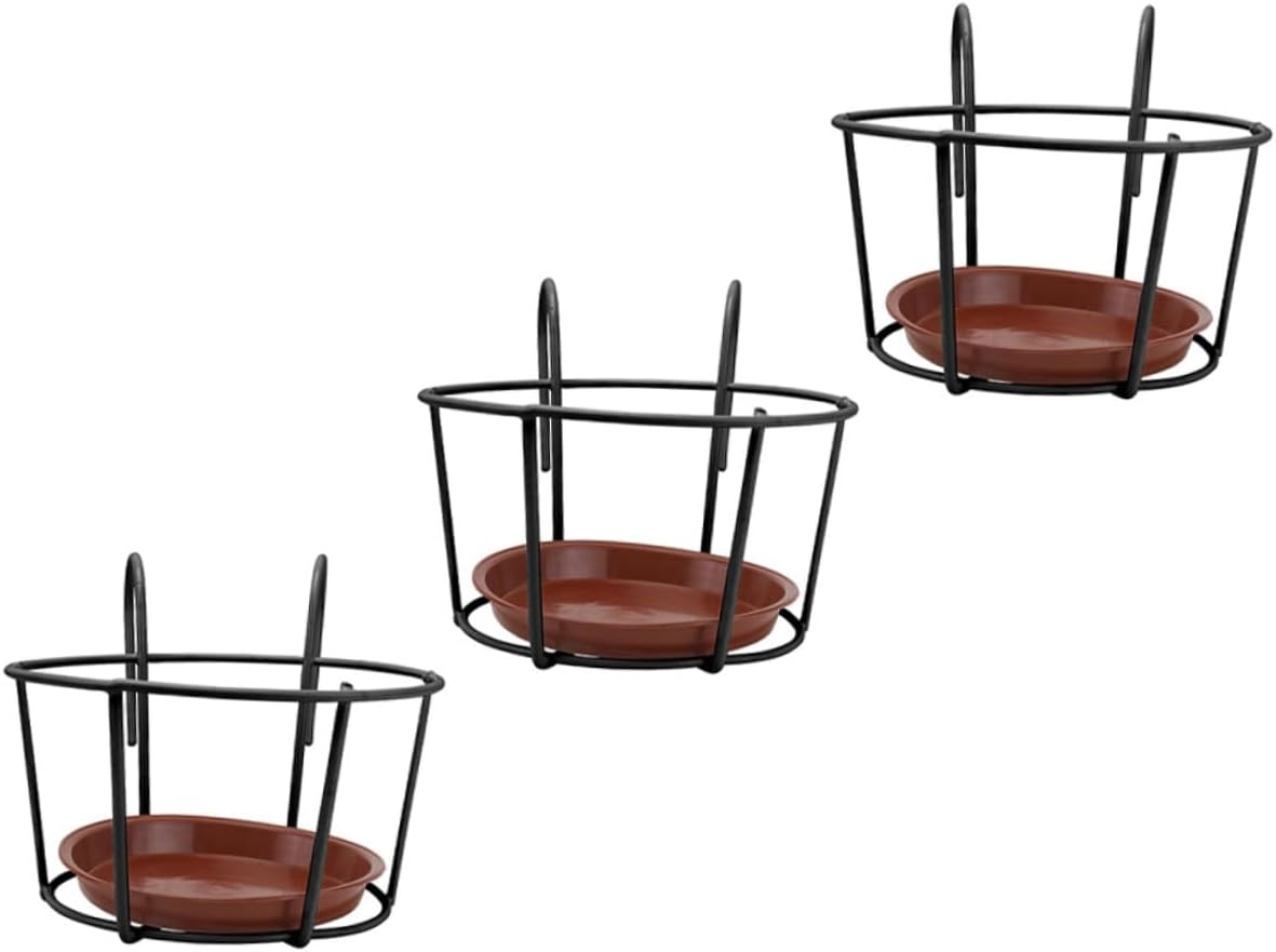 Mikikit 3sets Hanging Flowerpot Racks for Balconies Plant Holders Tray Lightweight and Portable for