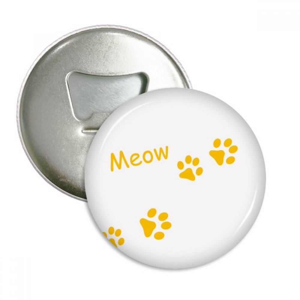 Décapsuleur aimanté chat jaune, badge broche empreinte patte pour cadeau frigo x3