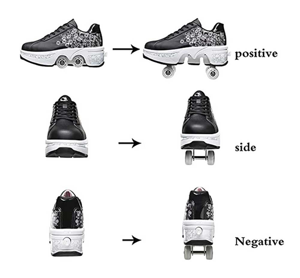 Scarpe da scooter, scarpe con ruote, per ragazze, da skateboard, comode e traspiranti, per quad, pattini regolabili, con ruote nascoste