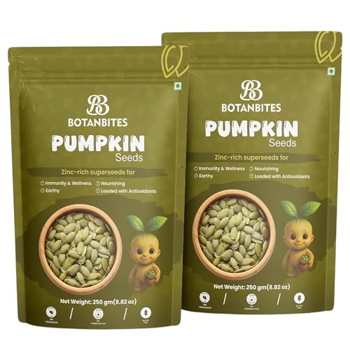 Image of BOTANBITES Pumpkin Seeds 500g | High in Protein & Fibre | Kadu Ke Beej | Rich in Magnesium, Zinc & Omega-3 | Raw Seeds for Eating | Immunity Booster & Fat Loss Snack (500g)