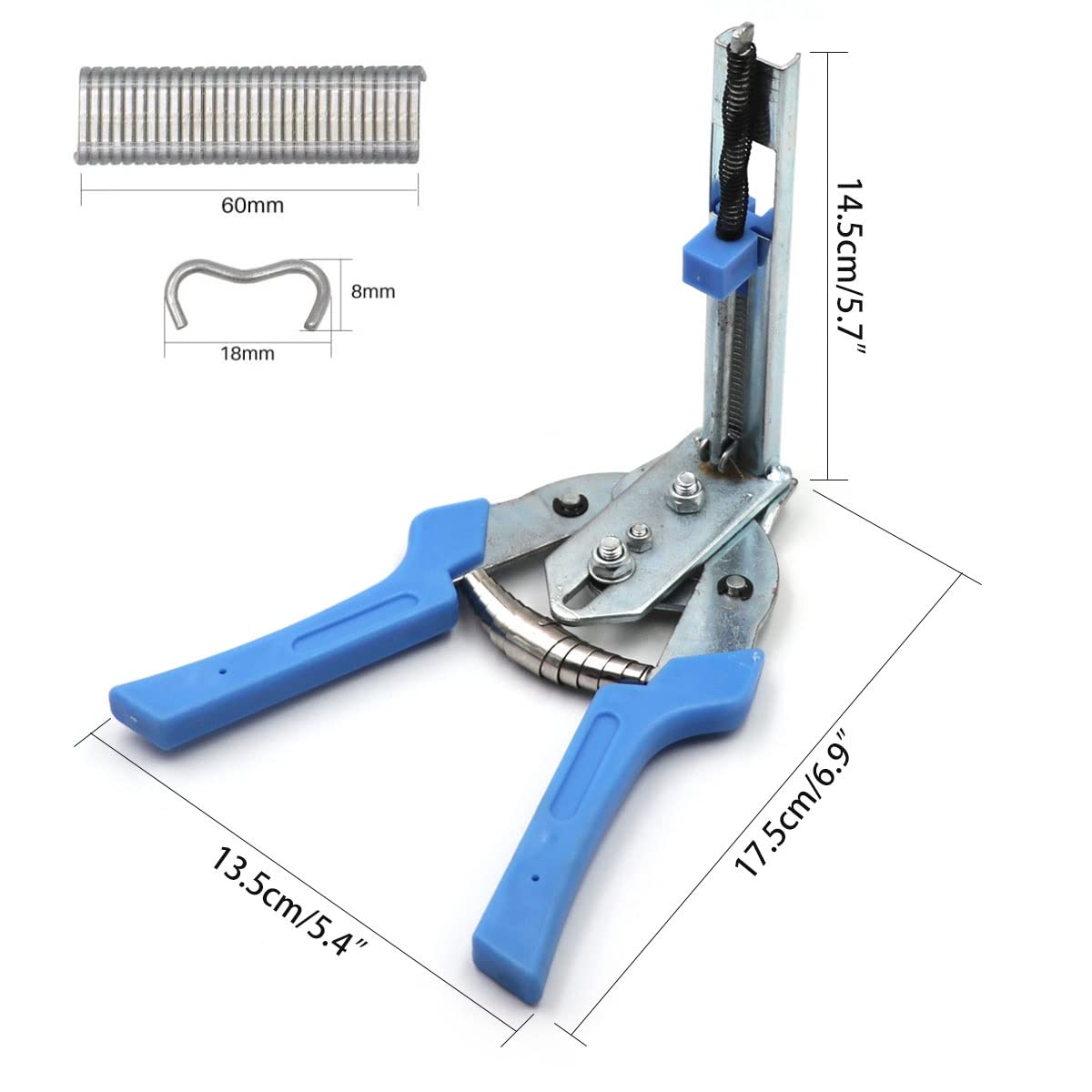 Pince À Grillage Avec 600 M Clips, Pince À Anneaux De Porc, Pince Agrafe Grillage Pour Clôture, Gabion, Cages Pour Animaux De Compagnie, Attaches pour Clôture, Bleu