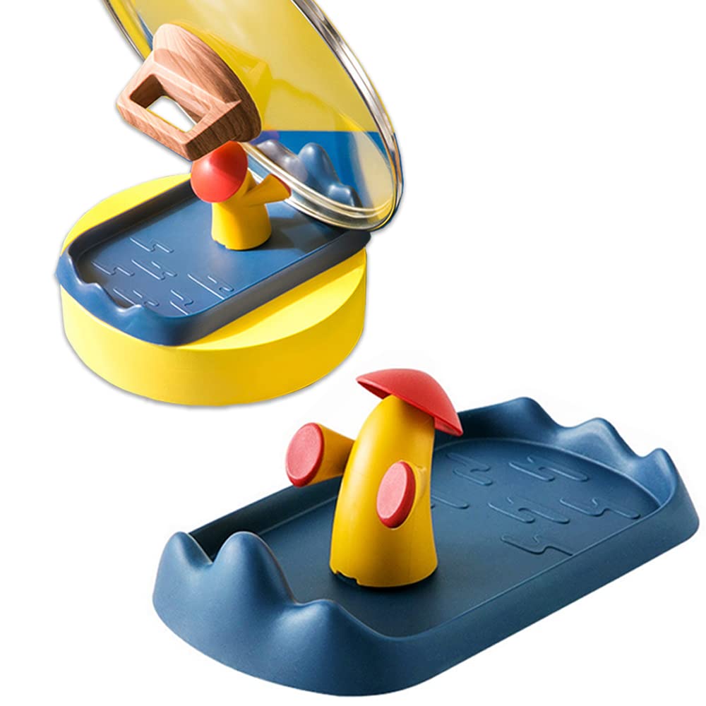 STARRY G Kitchen Utensils Rest with Drip Pan, Pot Lid Holder Stand, Cooking Spoon Rest with Lid Holder, Countertop Organiser Rack for Ladles, Tongs, Spatula, Palace Bodyguard Design Flatware Shelf - B