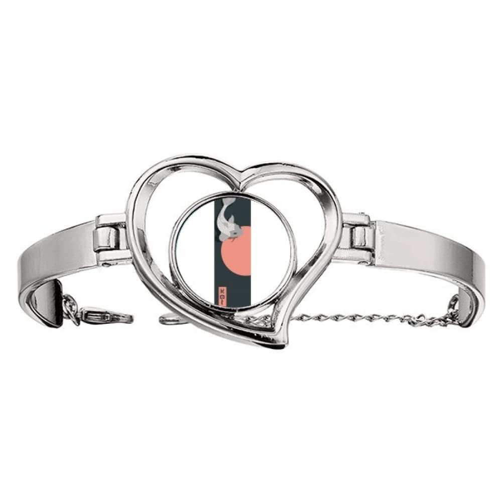Chinese Tradition Fish Pattern Sun Rise Bracelet Heart Jewelry Wire Bangle