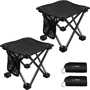 KingCamp Folding Camping Stool for Adults Lightweight Small Portable Camp Stool with Side Pocket, Carry Bag, Max Load 330lbs, 2 Pacsks