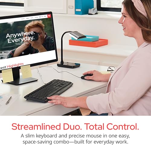 Image of Verbatim Slimline Wired Keyboard and Mouse Combo USB Plug-and-Play Numeric Keypad Adjustable Tilt Legs Optical Corded Mouse Full-Size Computer Keyboard Compatible with PC, Laptop - FFP Packaging Black