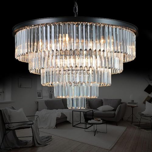 MEELIGHTING Luxury Modern Crystal Chandeliers Lighting Contemporary Pendant Chandelier Ceiling Lamp Lights Fixture 5-Tier (10 Lights) for Dining Room Living Room Hotel