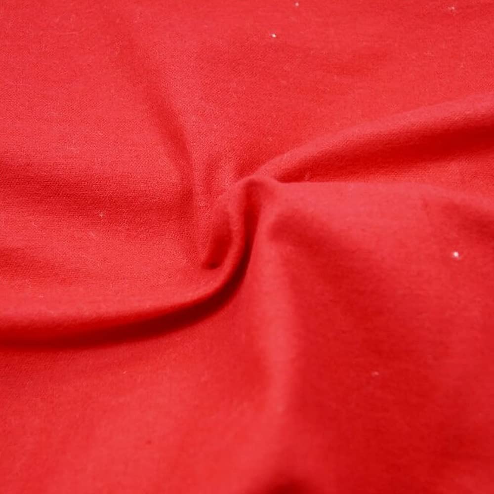 Brushed 100% Cotton Fabric Woven Flannel Winceyette Soft Price Per Metre (Red)