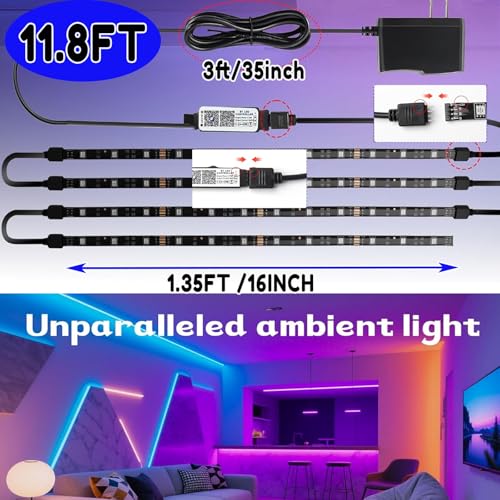Image of StoneBanks LED Strip Lights, 48 LEDs 11.8FT RGB 5050 Color Changing Small LED Light Strip with Remote & APP, Multi-colorfor Strip Lights for TV Backlight Bed Cabinet Shelf Display