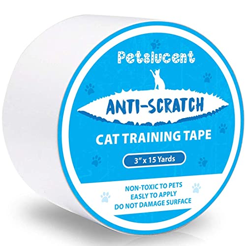 Petslucent Cat Scratch Deterrent Sticky Paws Tape Cat Furniture Protector Training Tape Anti Scratching Double Sided Guards for Carpet Sofa Couch Door (Blue- 3x 15 Yards)