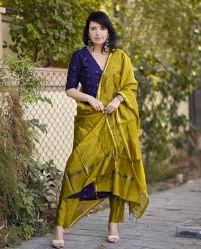 Image of GoSriKi Viscose Printed Kurta for Women | Kurti Set Woman | Kurta with Pant & Dupatta | Straight Ethnic Suit | Indian Outfit Ladies Dress Stylish Traditional Clothing Party Office Fashion Look Style