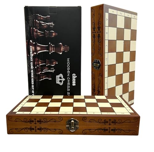 Syrace Folding Hand Crafted Wooden Chess Set Unique Chess Board with Foldable Secure Storage & Exquisite patterns, Travel Chess Sets, Gift For Kids, Adults, Boys, Girls - Image 6