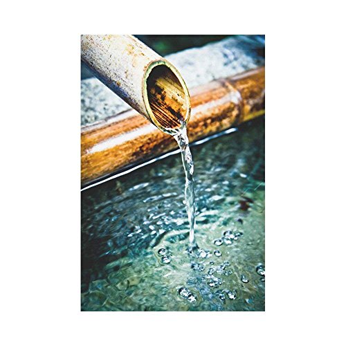 YATELI Pingshoes Bamboo Fountain Polyester Garden Flag House Banner 28 x 40 inch, Traditional Japanese Decorative Flag for Party Yard Home Outdoor Decor
